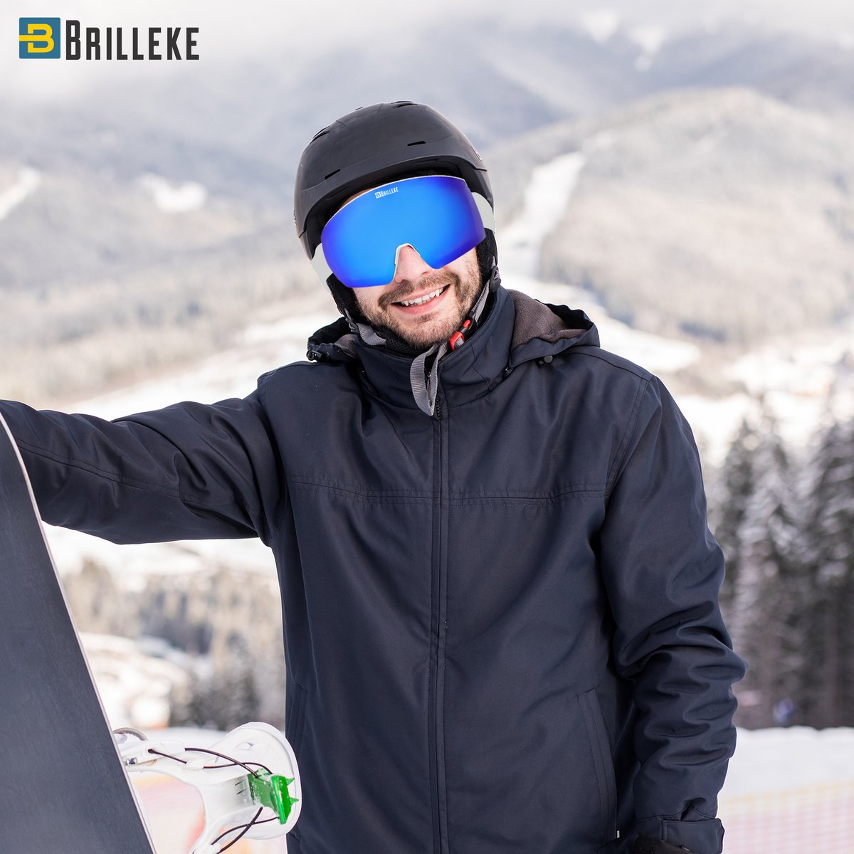 Brilleke® Snowboardbril. Met 2 Gekleurde Lenzen, Één Voor Goed En Één Voor Slecht Weer. Veilig Opgeborgen In Hardcase + Extra Lensbeschermer. (Wit)