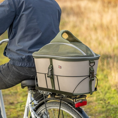 Trixie Fahrradkorb Für Gepäckträger Aus Polyester, Olivgrün/Beige