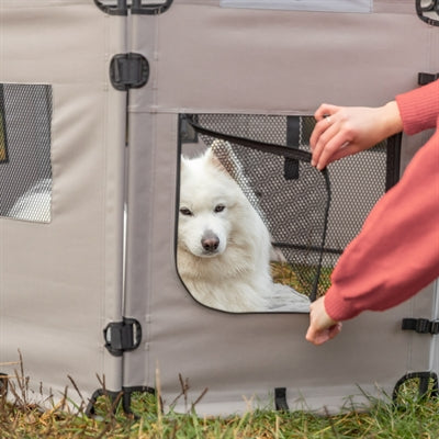 Trixie Faltbarer Campingzaun Ren, 8 Elemente, Grau/Schwarz