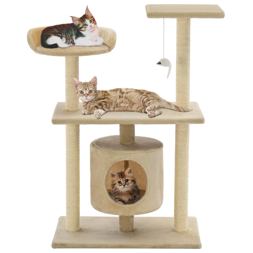 Katzen-Kratzbaum Sisal Grau Pfoten-Aufdruck