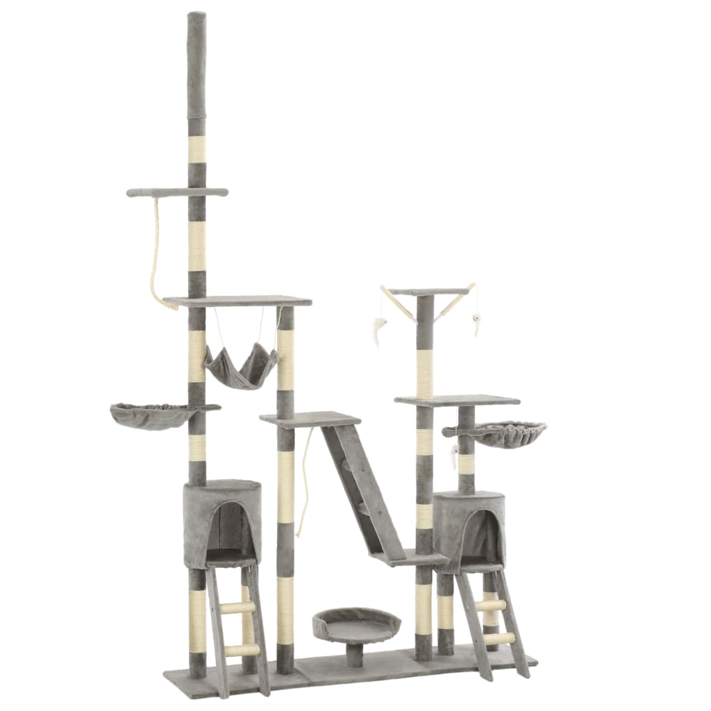 Katzen-Kratzbaum Sisal 230-250 Cm Pfoten-Aufdruck Grau