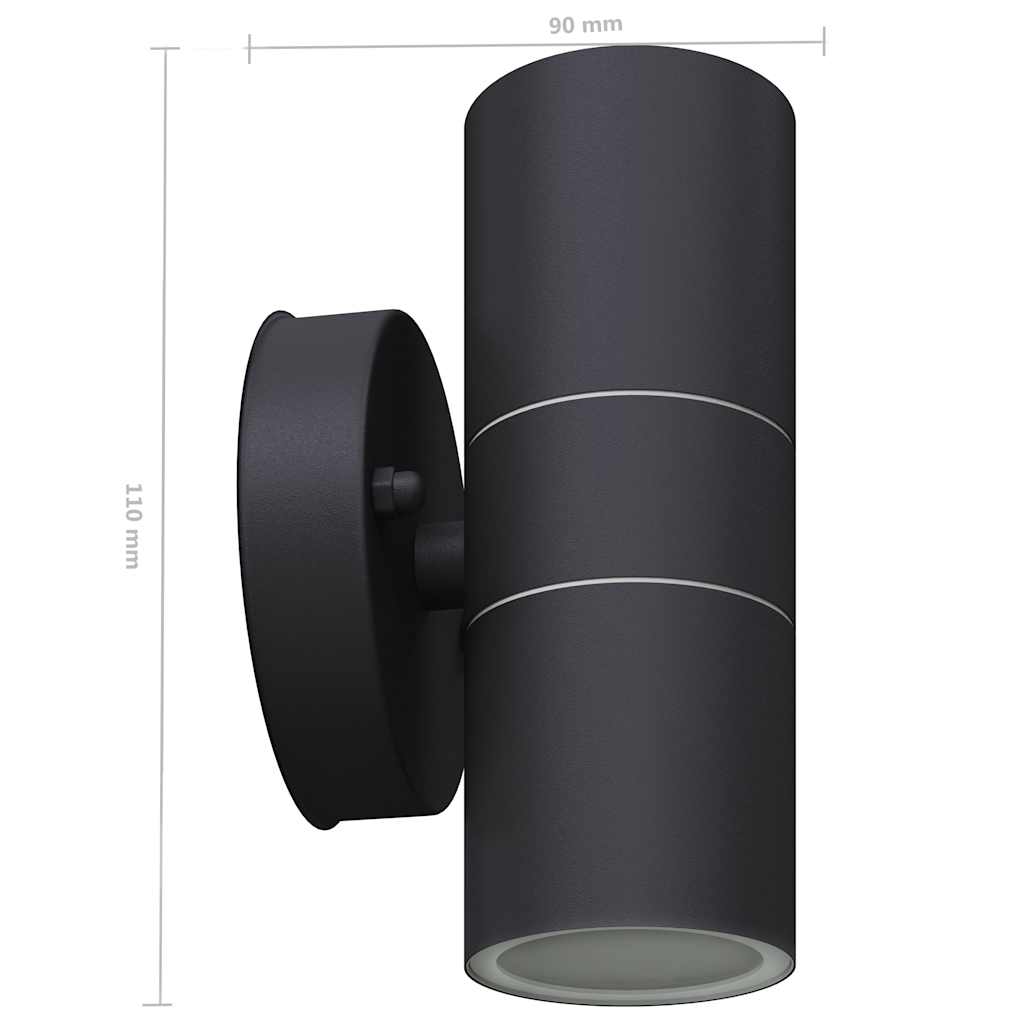 Led Außenwandleuchten 2 Stk. Edelstahl Auf-/Abwärts Schwarz