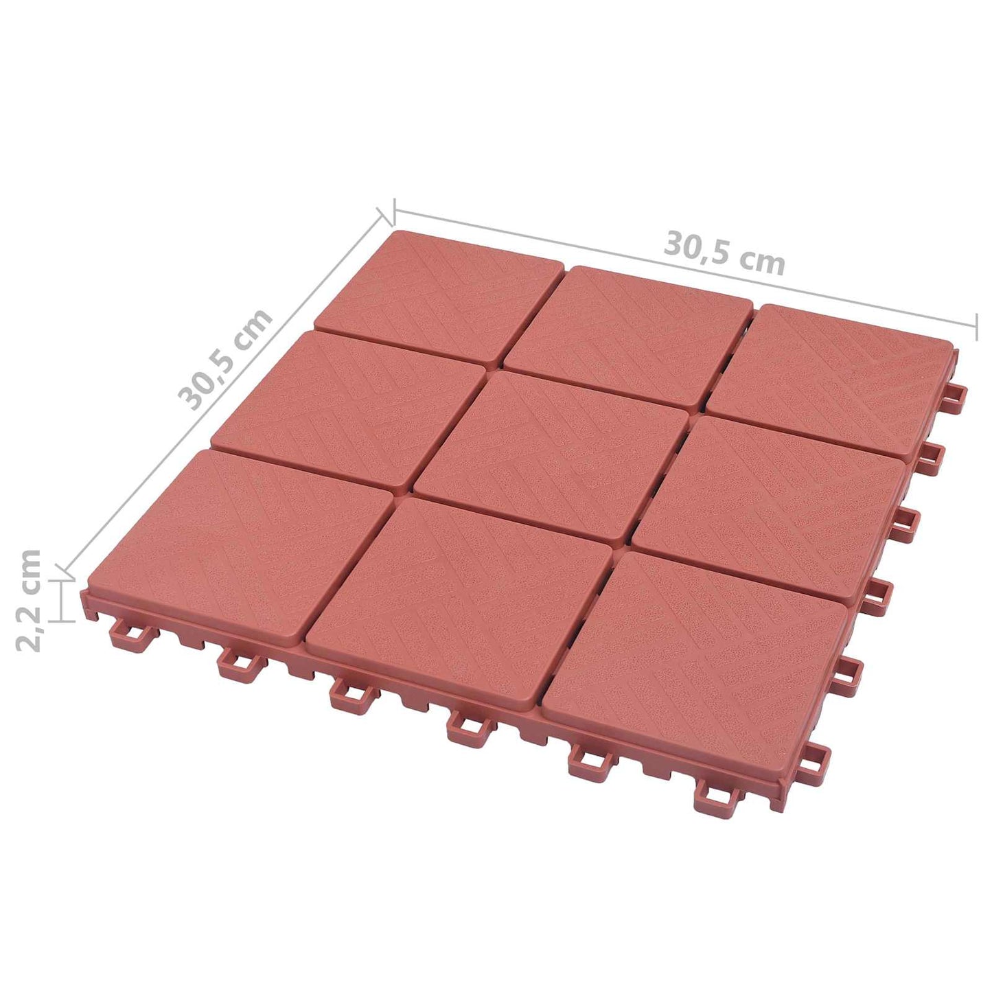 Terrassenfliese 10 Pcs Rot 30,5 X 30,5 X 2,2 Cm Polypropylen