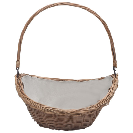 Holzkorb Mit Tragegriff 57 × 46 × 52 Cm Braun Weide