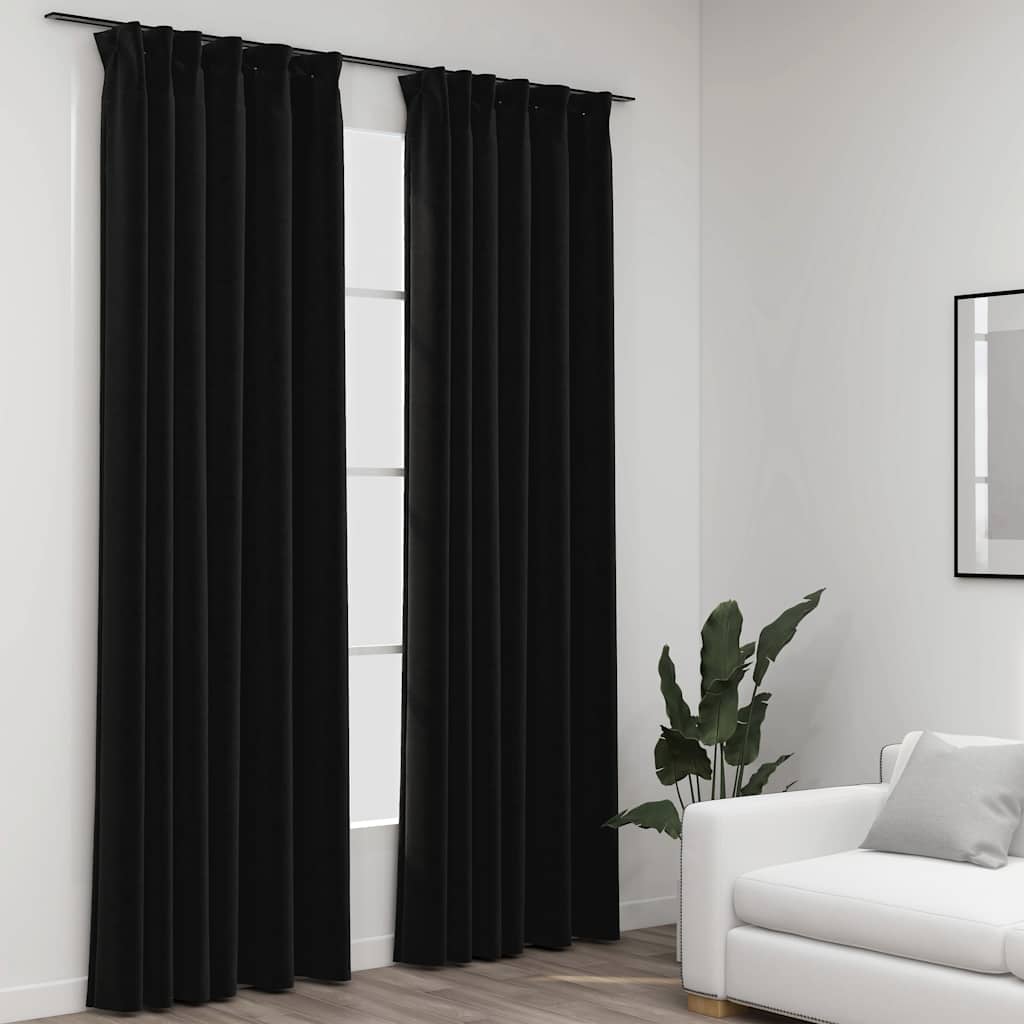 Verdunkelungsvorhänge Haken Leinenoptik 2Stk. 140X245Cm