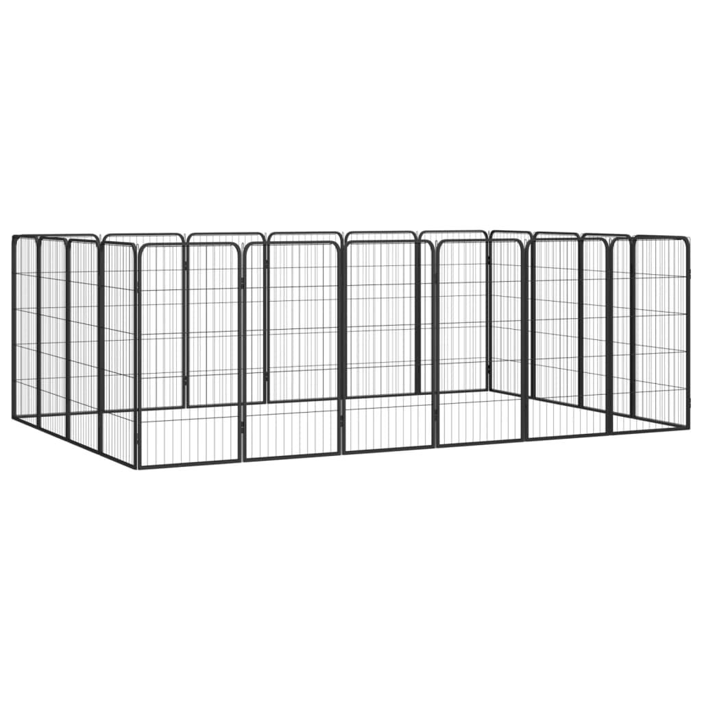 12-Tlg. Hundelaufstall Schwarz 50X100Cm Stahl Pulverbeschichtet