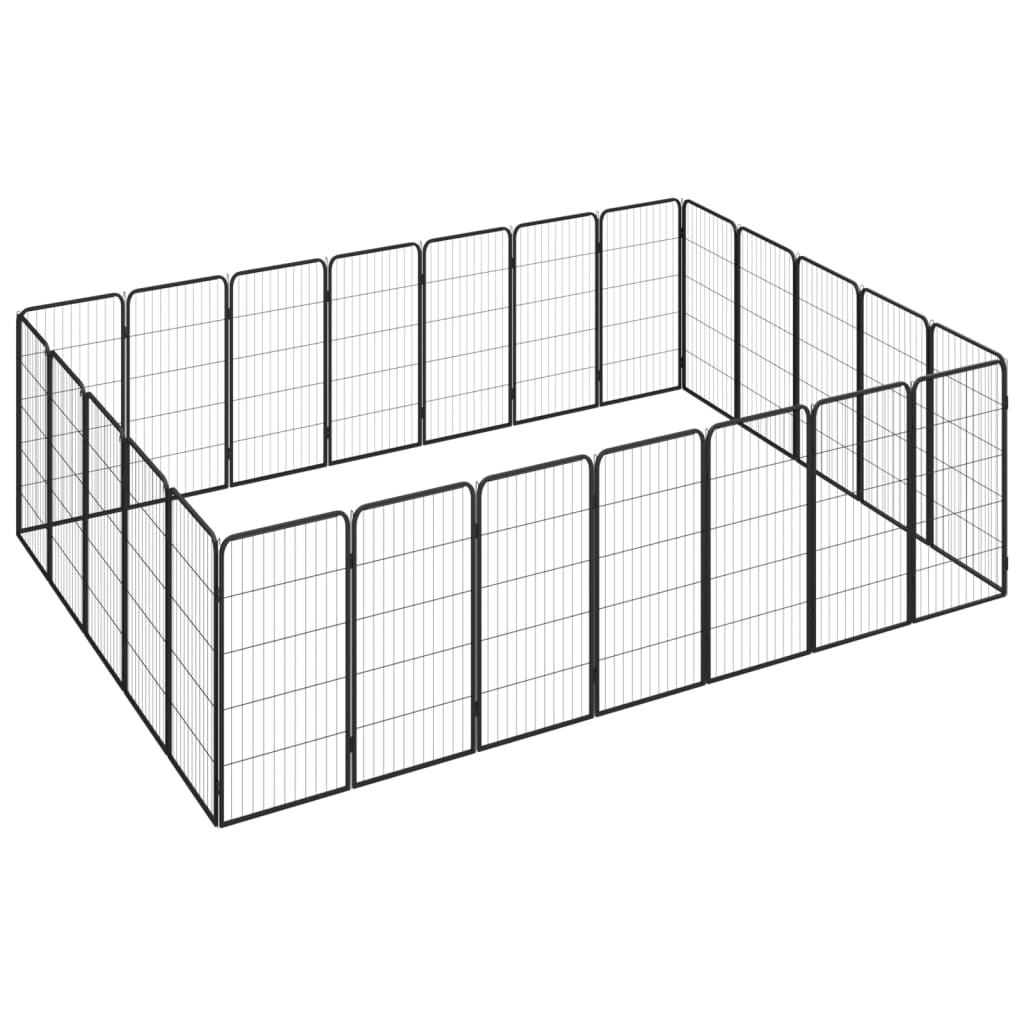12-Tlg. Hundelaufstall Schwarz 50X100Cm Stahl Pulverbeschichtet