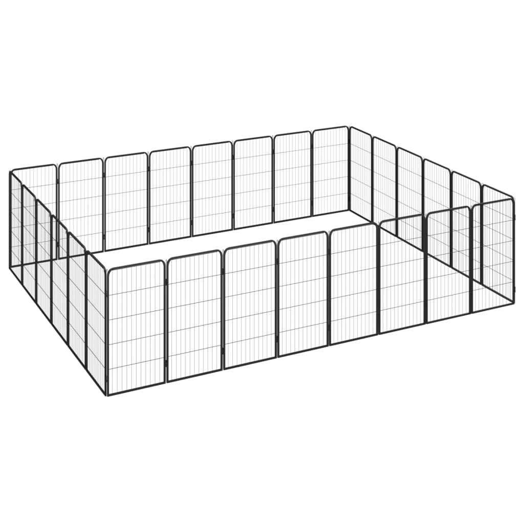 12-Tlg. Hundelaufstall Schwarz 50X100Cm Stahl Pulverbeschichtet