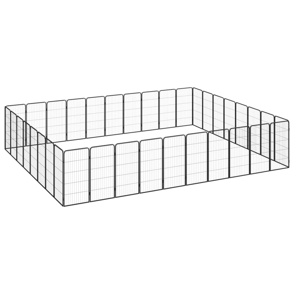 12-Tlg. Hundelaufstall Schwarz 50X100Cm Stahl Pulverbeschichtet