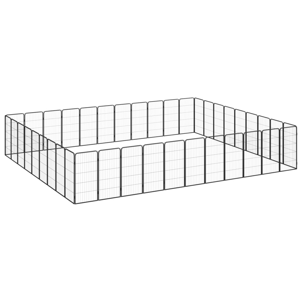 12-Tlg. Hundelaufstall Schwarz 50X100Cm Stahl Pulverbeschichtet
