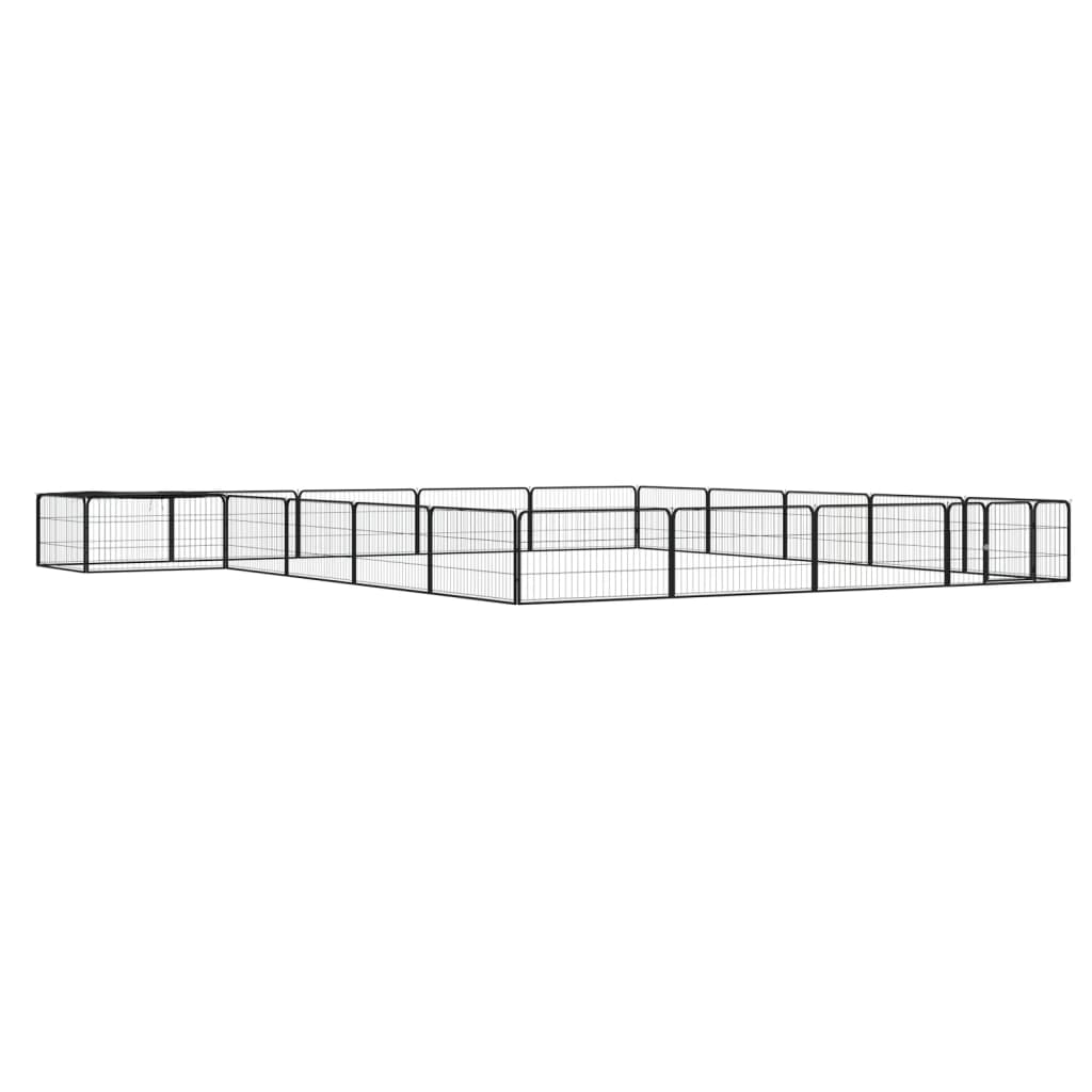 12-Tlg. Hundelaufstall Schwarz 100X50Cm Stahl Pulverbeschichtet