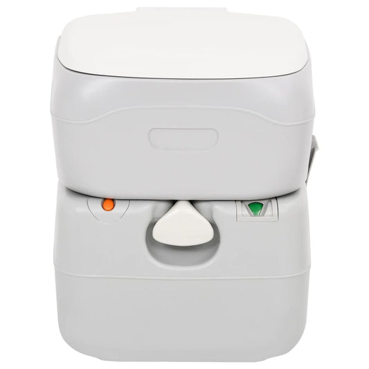 Camping-Toilette Tragbar Grau Und Weiß 22+12 L Hdpe
