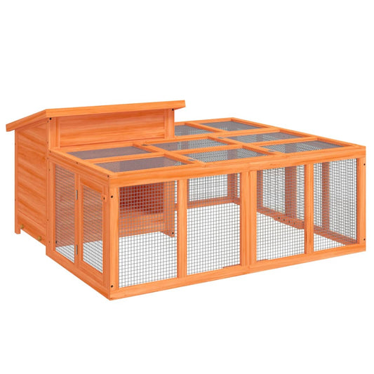 Kaninchenstall 144X123X67,5 Cm Massivholz Kiefer