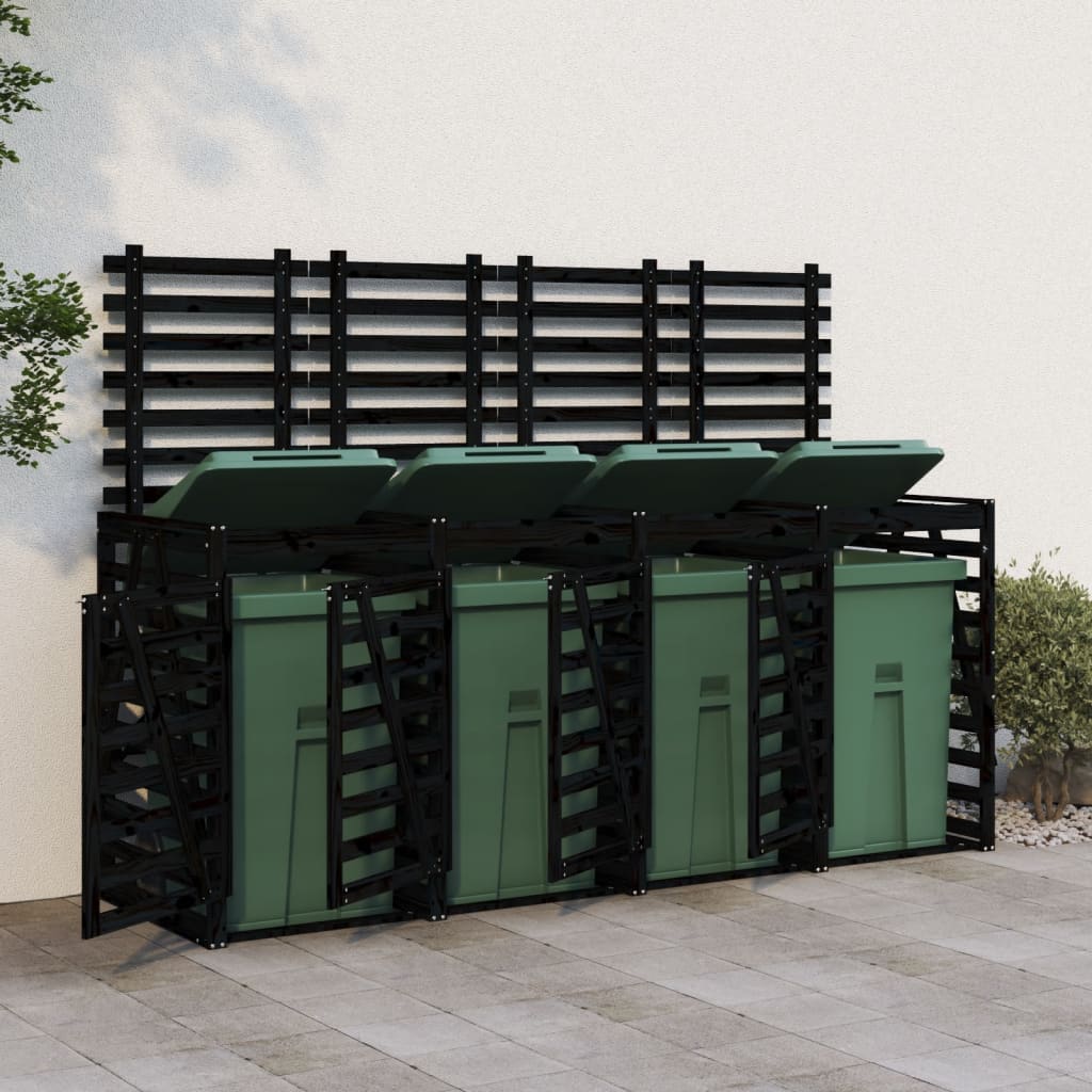 Mülltonnenbox Für 4 Tonnen Weiß Massivholz Kiefer