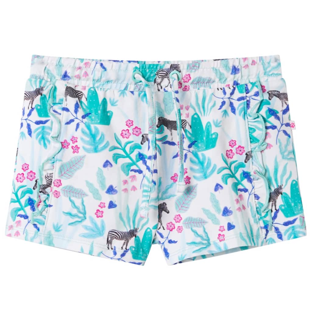 Kindershorts Mit Kordelzug Ecru Und Dunkles Minzgrün 140