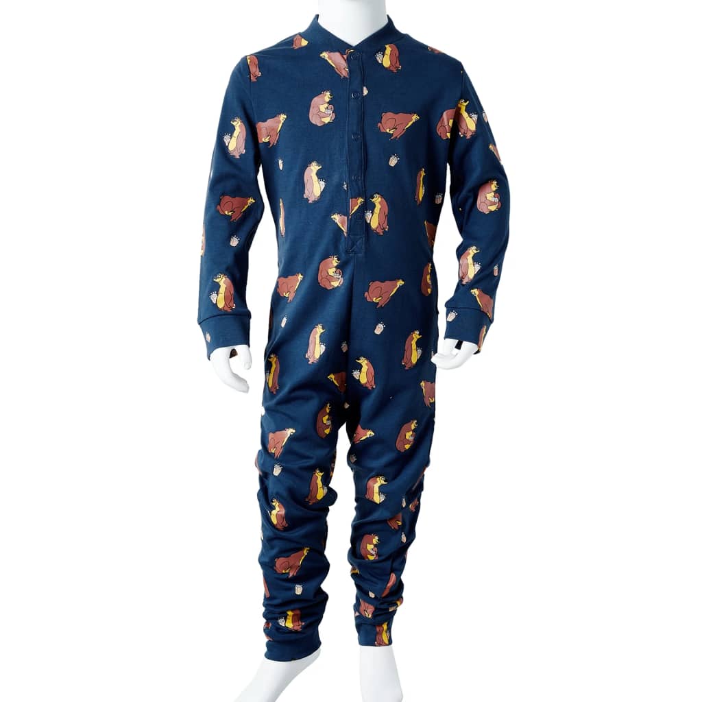 Kinder-Schlafanzug Einteiler Jeansblau 92