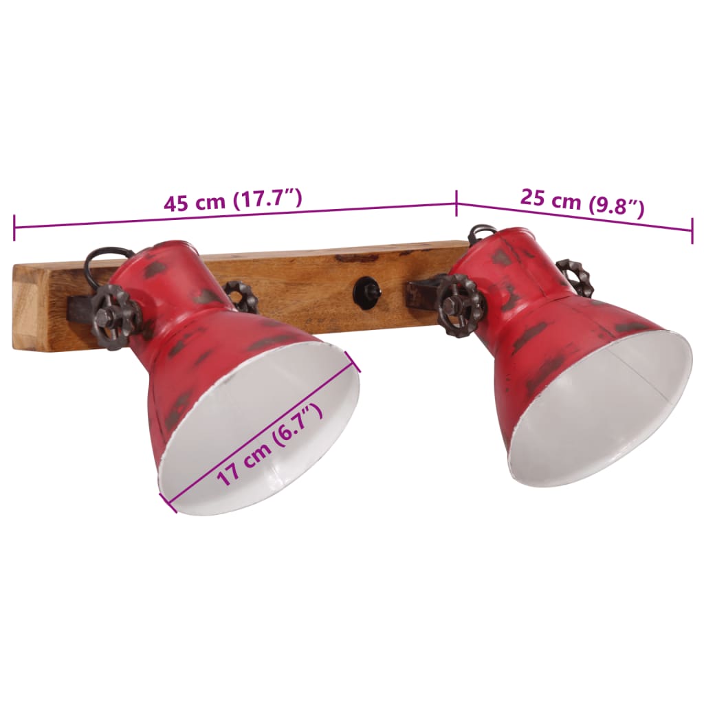 Wandleuchte 25 W 45X25 Cm E27 Rot