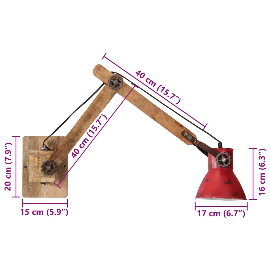 25 W 96X15X20 Cm E27 Rot