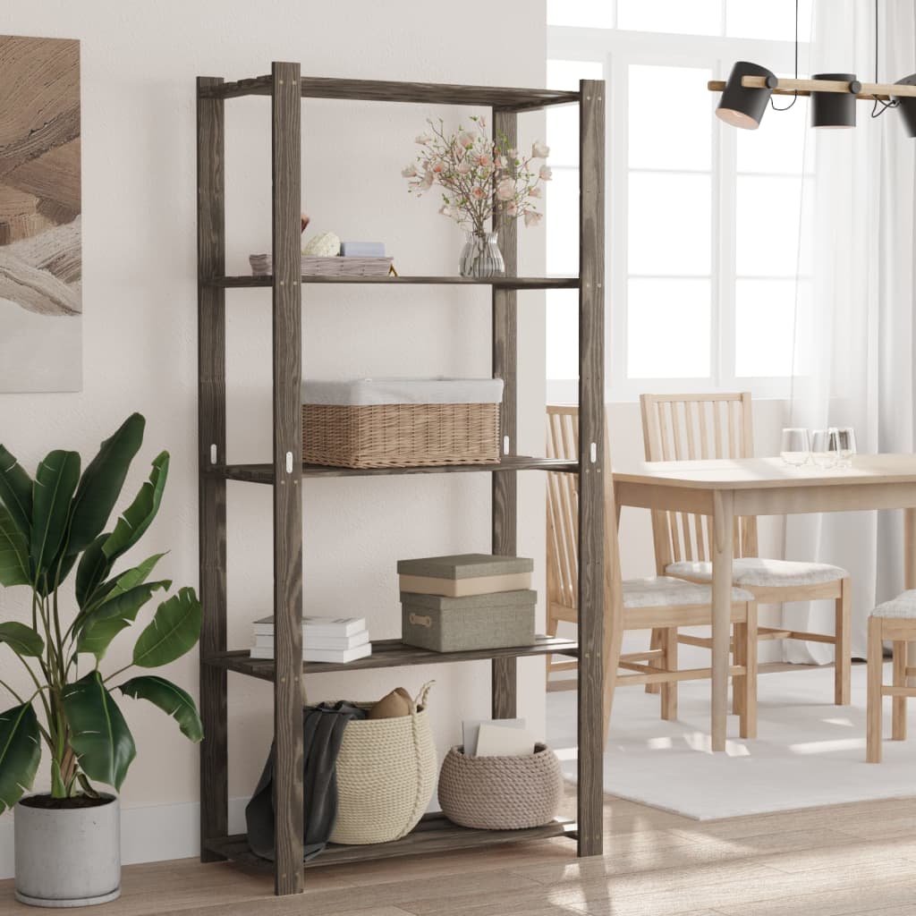 Lagerregal Mit 5 Böden Massivholz Kiefer Grau