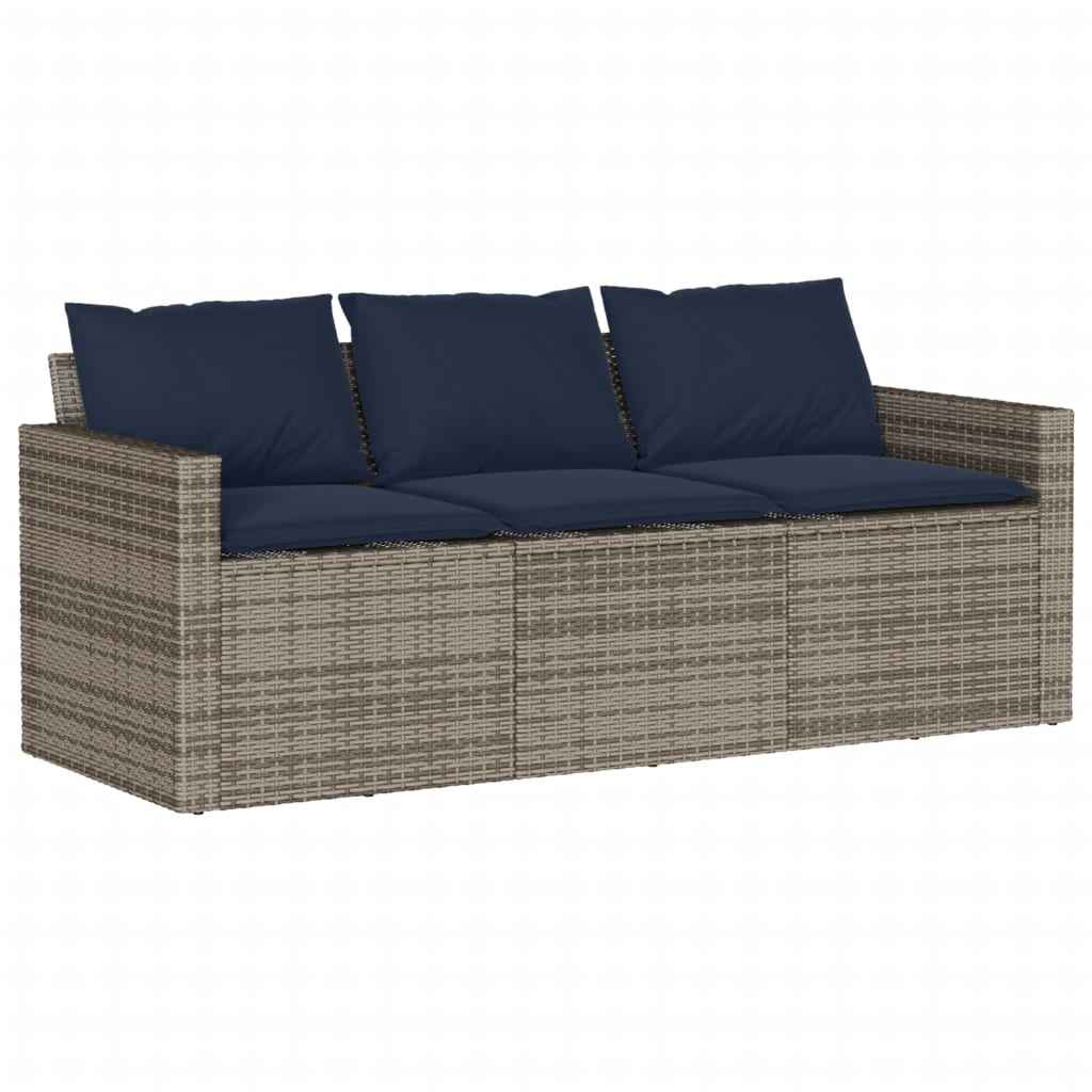 2-Tlg. Garten-Essgruppe Mit Kissen Grau Poly Rattan