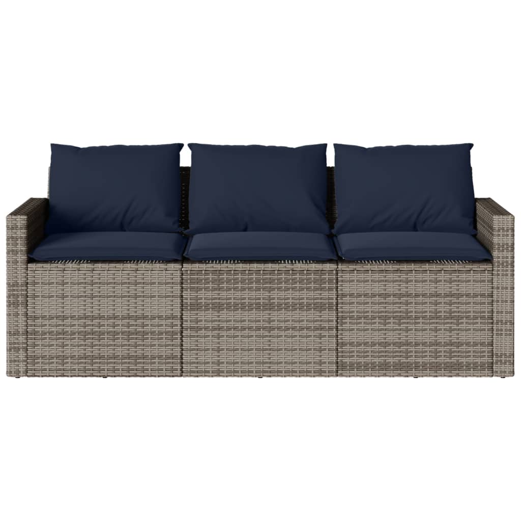 2-Tlg. Garten-Essgruppe Mit Kissen Grau Poly Rattan