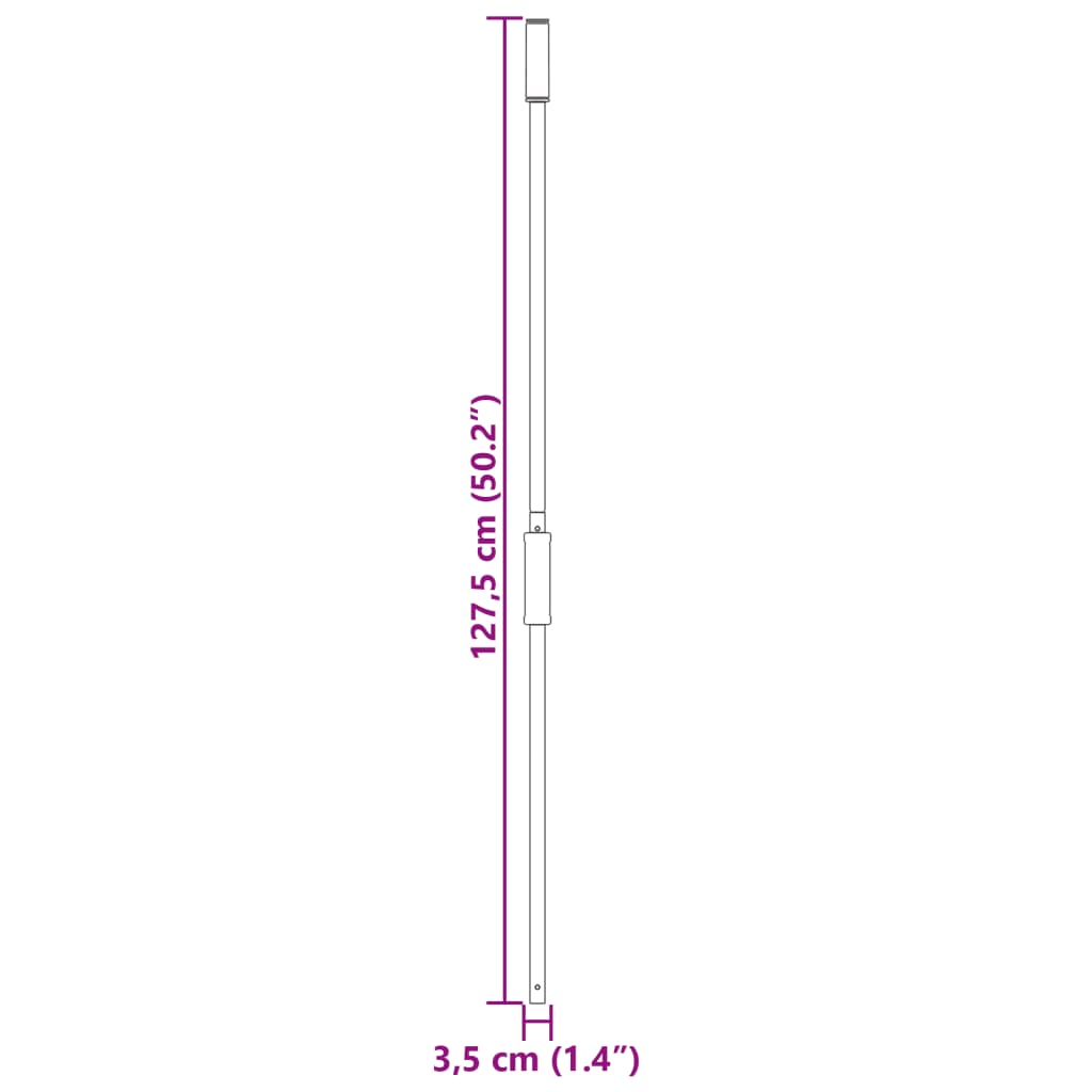 Heugabel-Stiel Ø3,5X127,5 Cm Schwarz Stahl