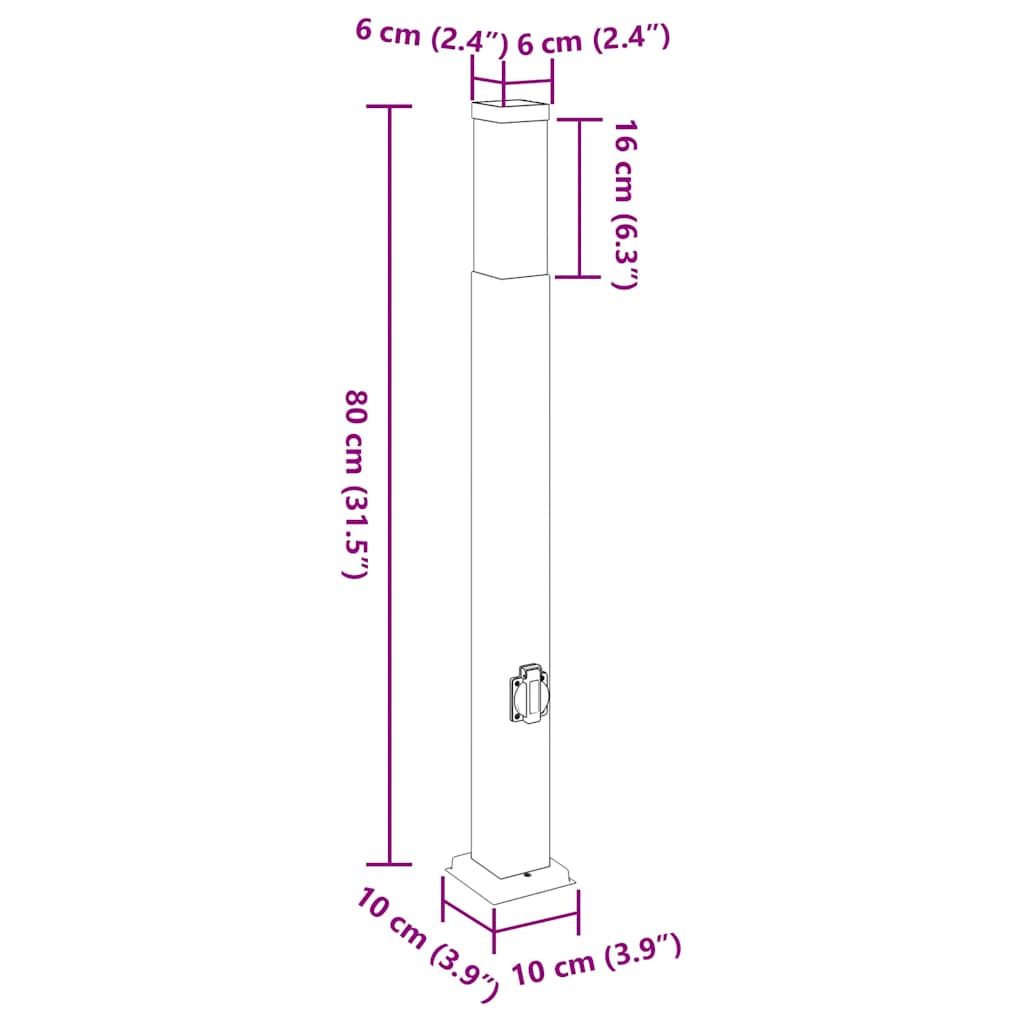 Pollerleuchte Mit Auslass 80 Cm Edelstahl Ip44