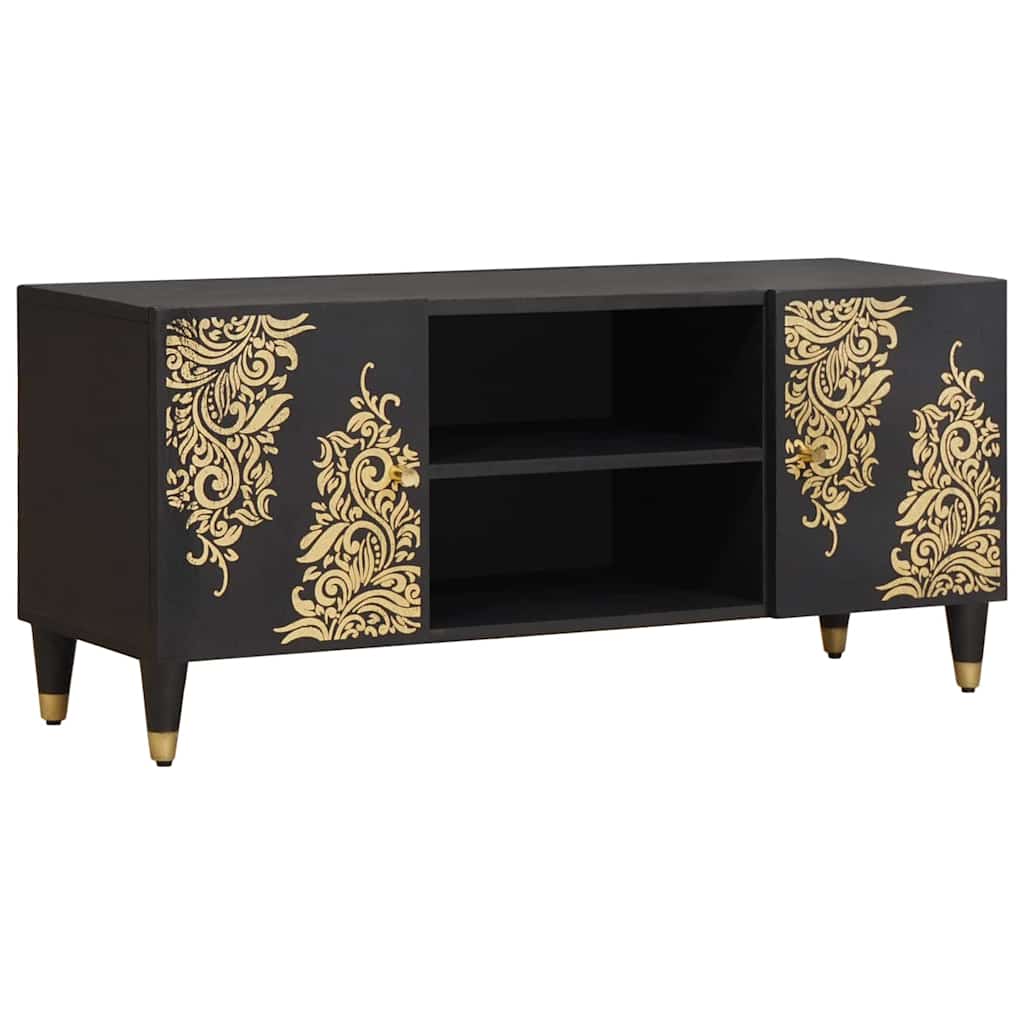 Tv-Schränk Mit Tür 105 X 33 X 46 Cm Massivholz Mango