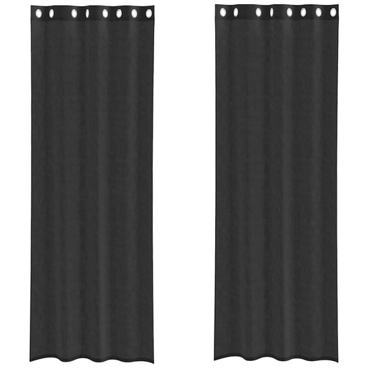 Voile Vorhänge 2 Stk. Schwarz