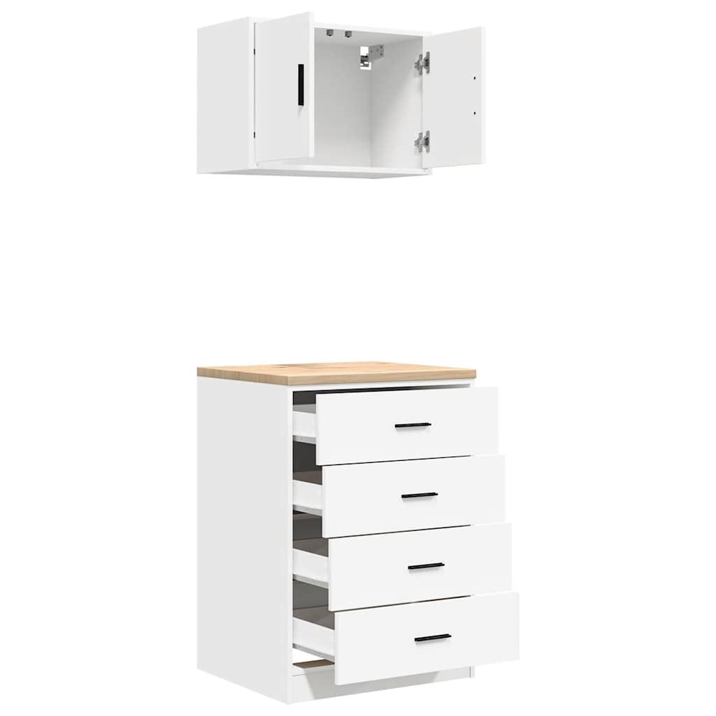 Garagenschränke 2 Stk. Holzwerkstoff Weiß