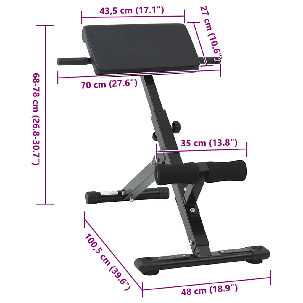 Hyperextensionsbank Schwarz 100,5 X 70 X 78 Cm