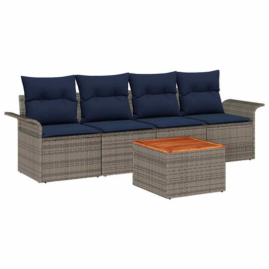 Gartensofa-Set Mit Kissen 5 Pcs Poly-Rattan