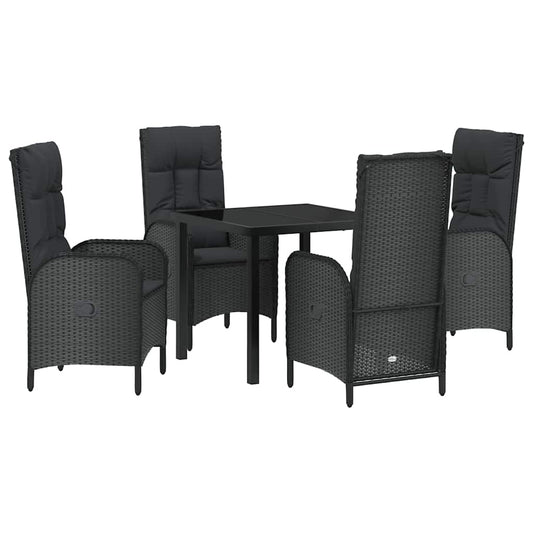 Garten Essgruppe Mit Kissen 5 Pcs Schwarz Poly-Rattan
