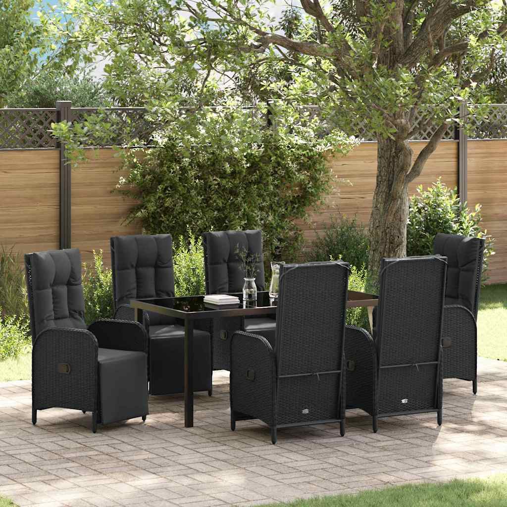 Garten Essgruppe Mit Kissen 5 Pcs Schwarz Poly-Rattan