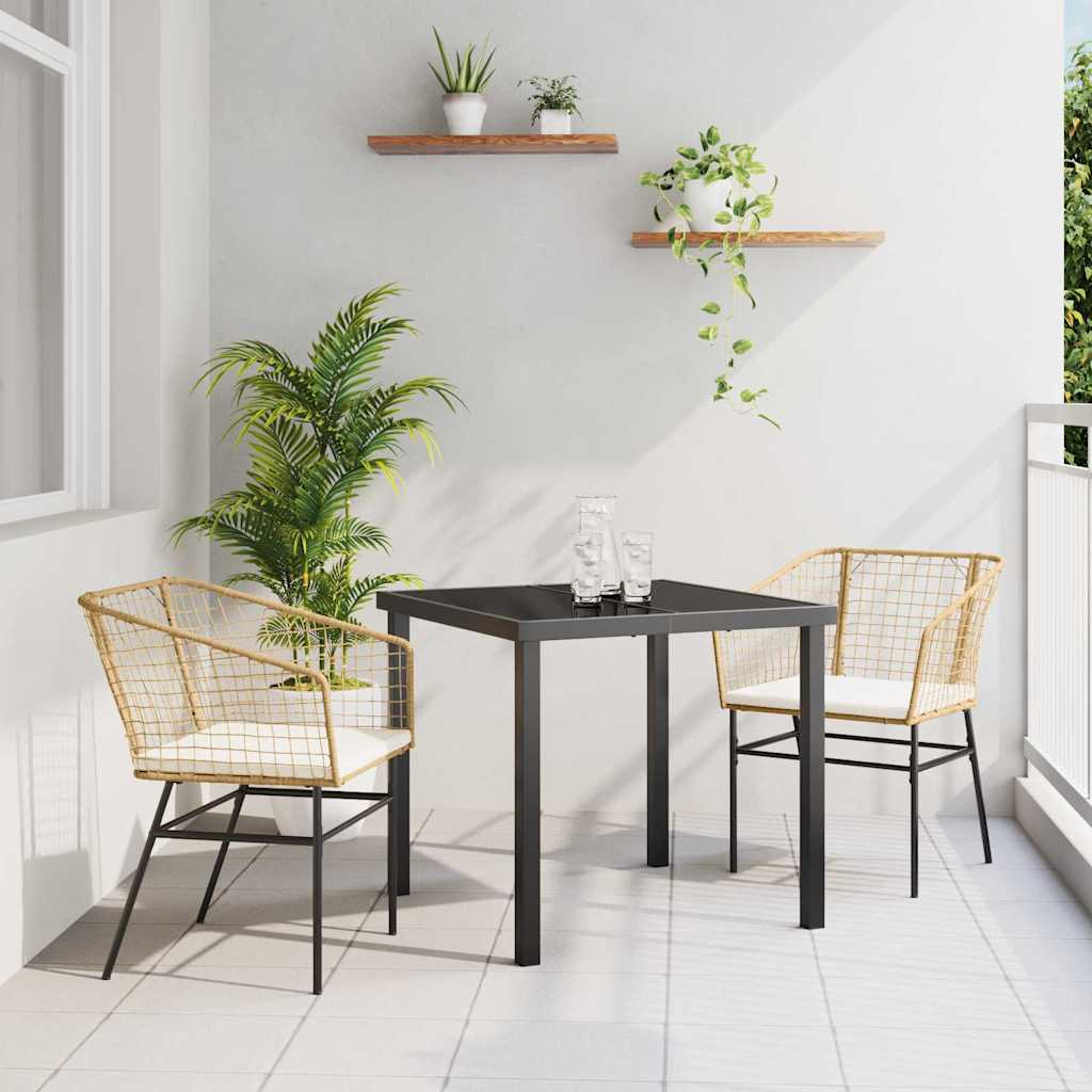 Garten Essgruppe 7 Pcs Braun Poly-Rattan