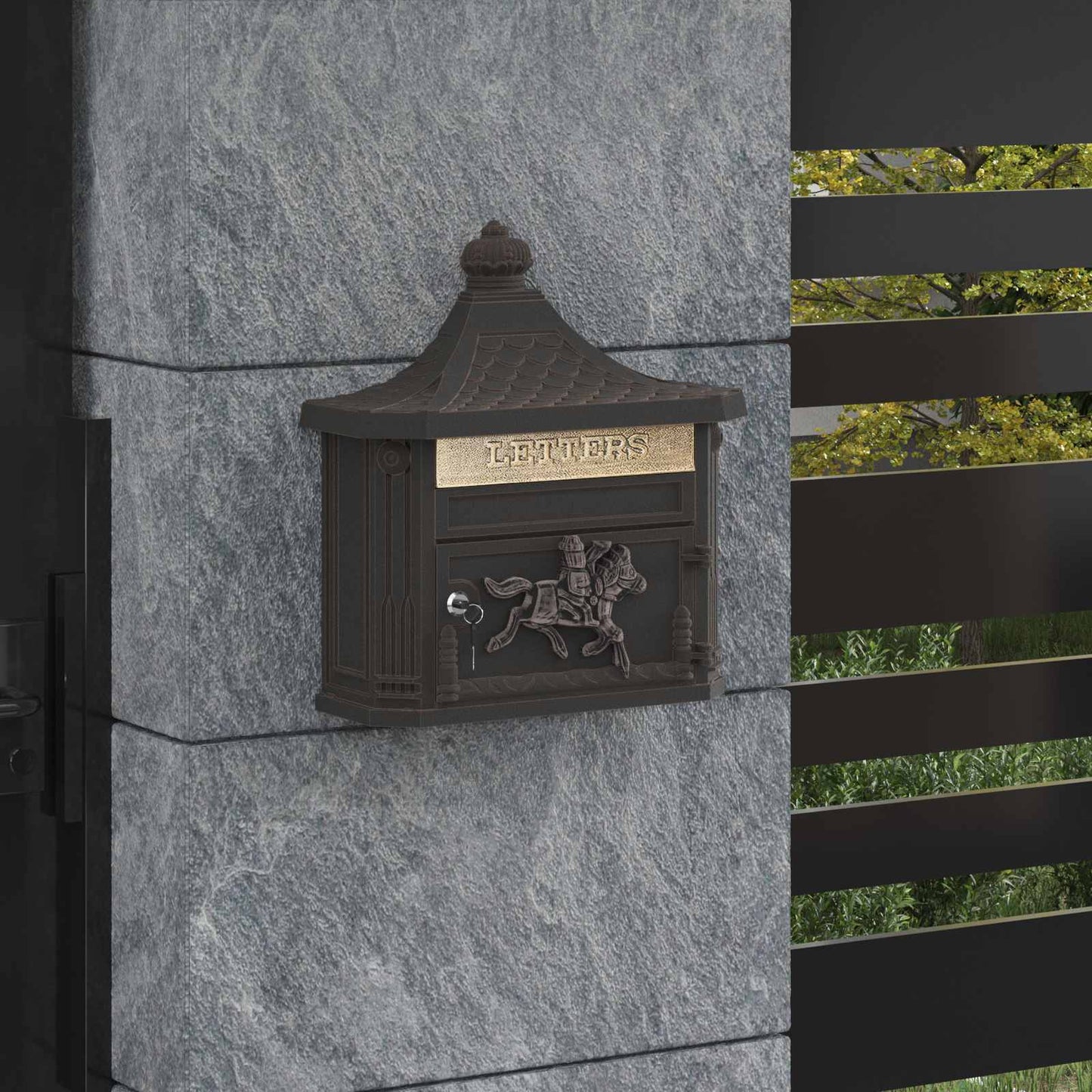Wandmontierter Briefkasten 40,5 X 16 X 45 Cm Gussaluminium