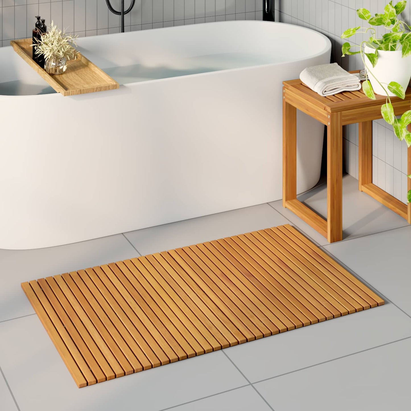 Badematte Braun Massivholz Akazie