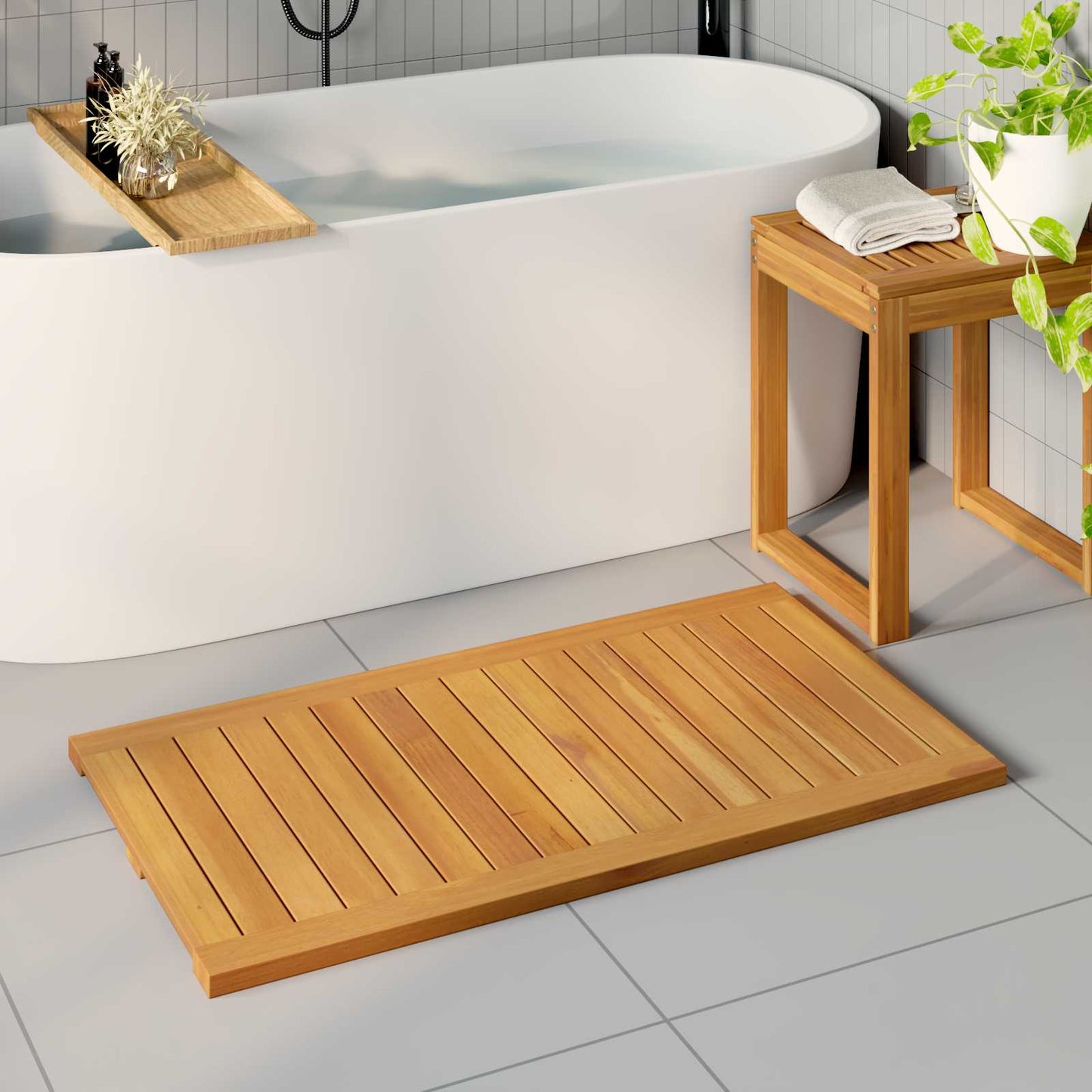 Badematte Uni Braun Holz