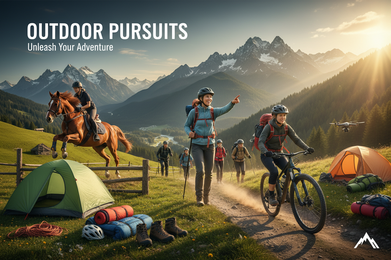 Sport Outdoor Aktivitäten beim Wandern und Radfahren in den Bergen mit Zelten und Freunden.