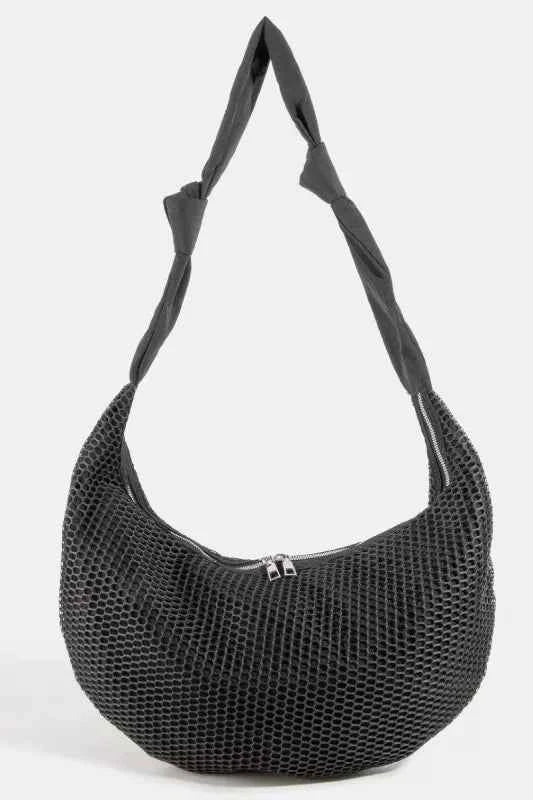 Fame Schultertasche aus strukturiertem Mesh mit Knoten