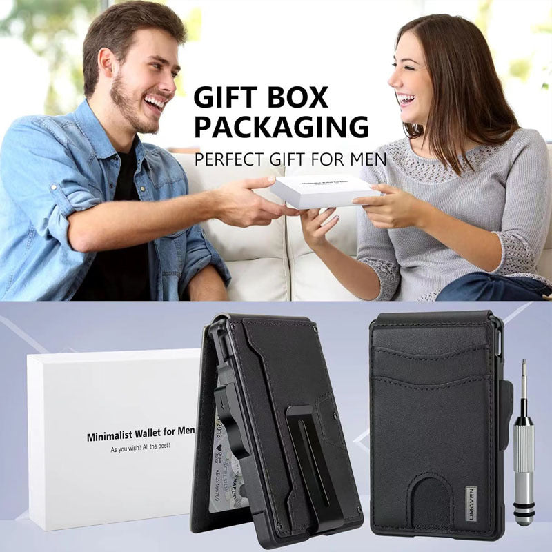 Herren-Kartenetui aus echtem Leder mit Metalldetails