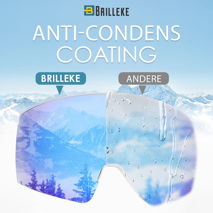 Brilleke® Snowboardbril. Met 2 Gekleurde Lenzen, Één Voor Goed En Één Voor Slecht Weer. Veilig Opgeborgen In Hardcase + Extra Lensbeschermer. (Wit)