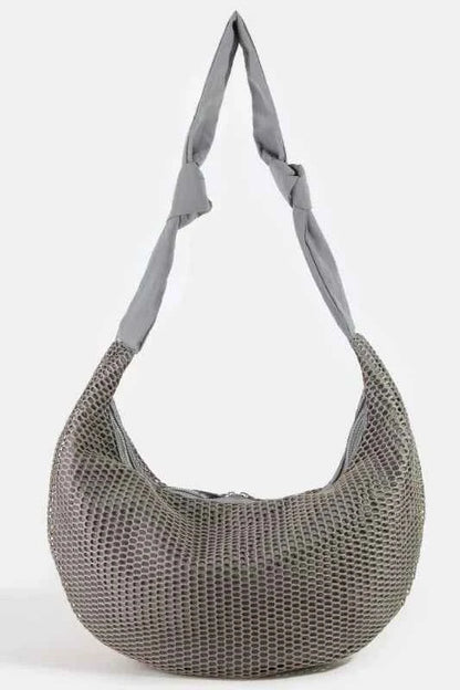 Fame Schultertasche aus strukturiertem Mesh mit Knoten