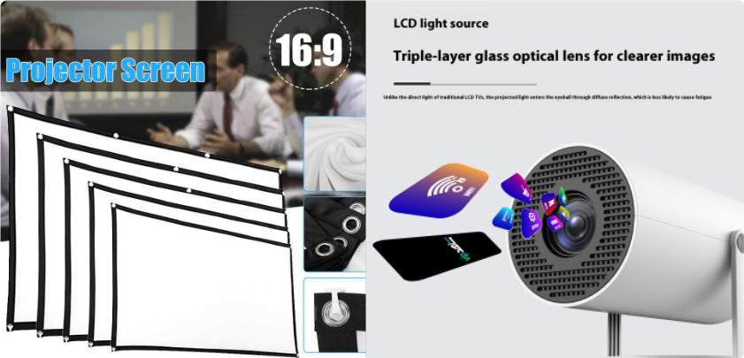 Tragbarer, kleiner Projektor mit geradem Projektionswinkel für den Heimgebrauch, 180 Grad Projektionswinkel, automatischer Fokus, Heimvideoprojektor