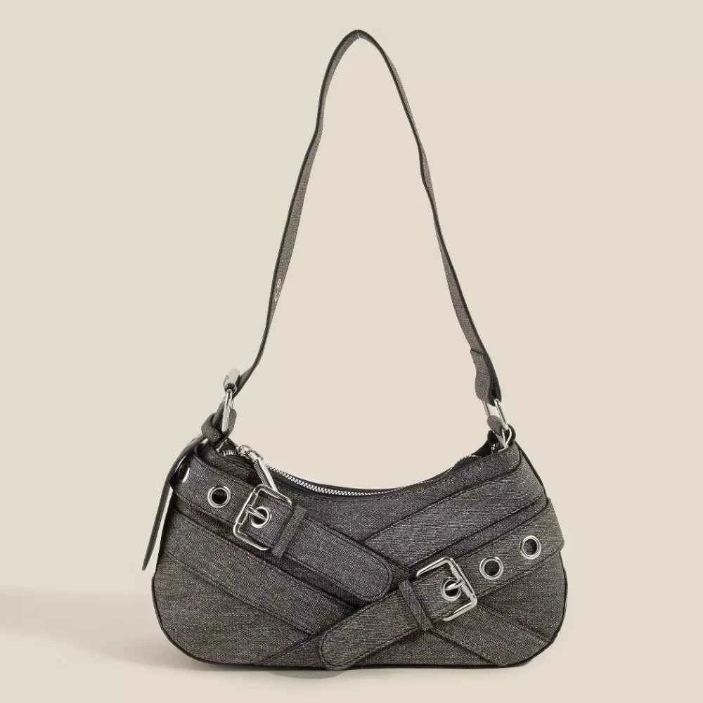 Fame Denim Belt Accent Schultertasche