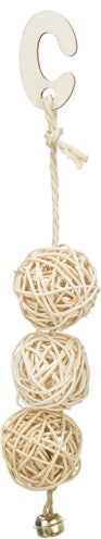Trixie 3 Rattankugeln Mit Glocke Am Seil Natur