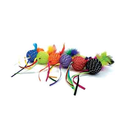 Happy Pet Tabby Patch Glitzerkugel Mit Rassel Und Federn