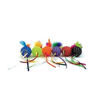 Happy Pet Tabby Patch Glitzerkugel Mit Rassel Und Federn
