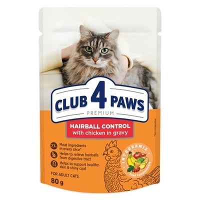 Club 4 Paws Premium Adult Hairball Control Pouch Huhn In Sauce