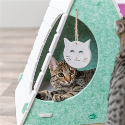 Trixie Katzenkorb Laufstall Lucy Dreieckig Filz Sand/Grün